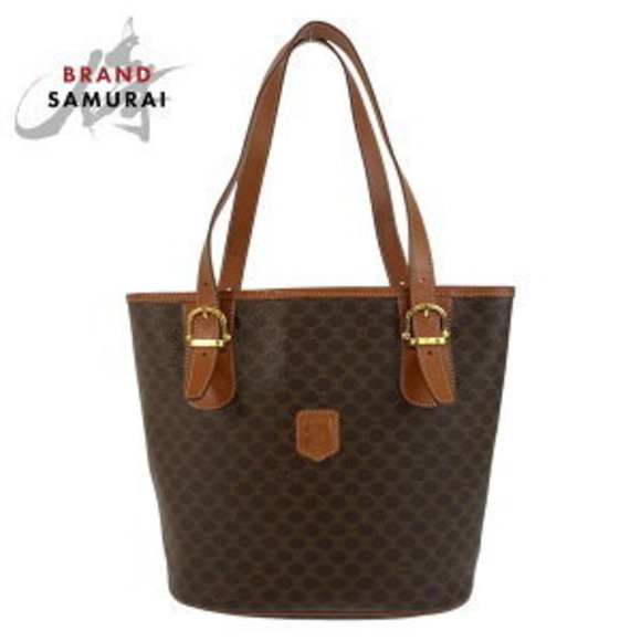Celine Macadam Brown Shoulder Bag Leather Tote - Picture 1 of 9